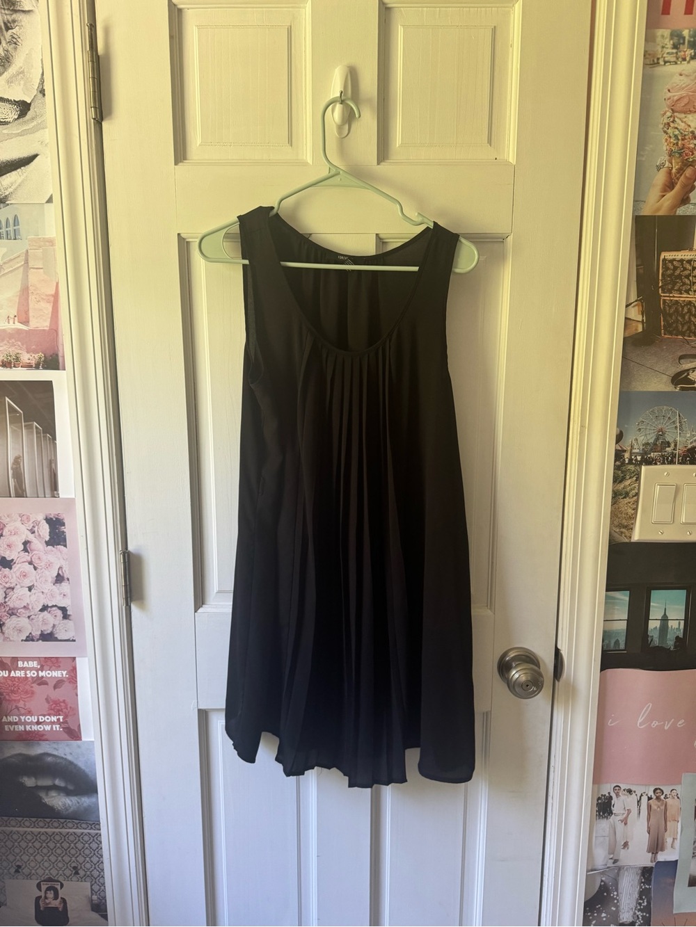 Forever 21 Black Pleated Mini Dress